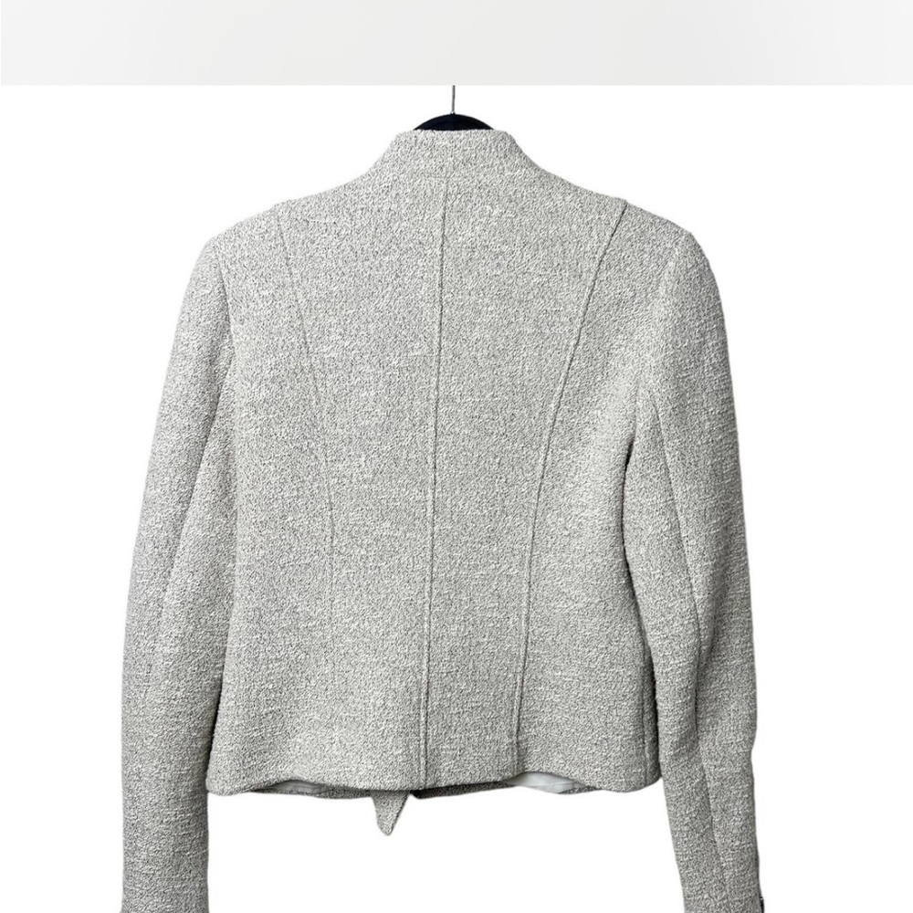 Theary Macha Cl Madison tweed melange zip moto blazer jacket cream size M - Picture 5 of 8